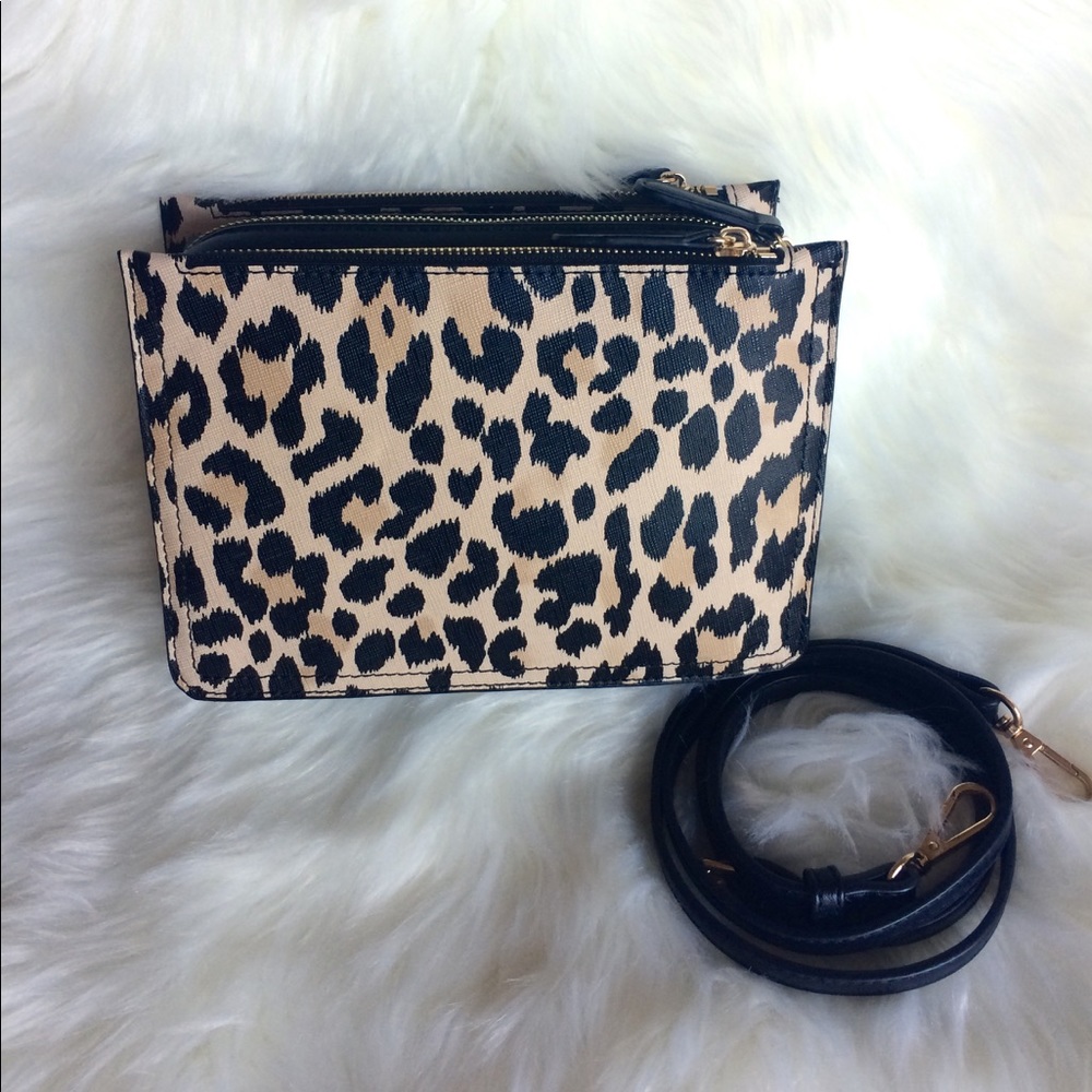 Faux Saffiano Leopard Crossbody